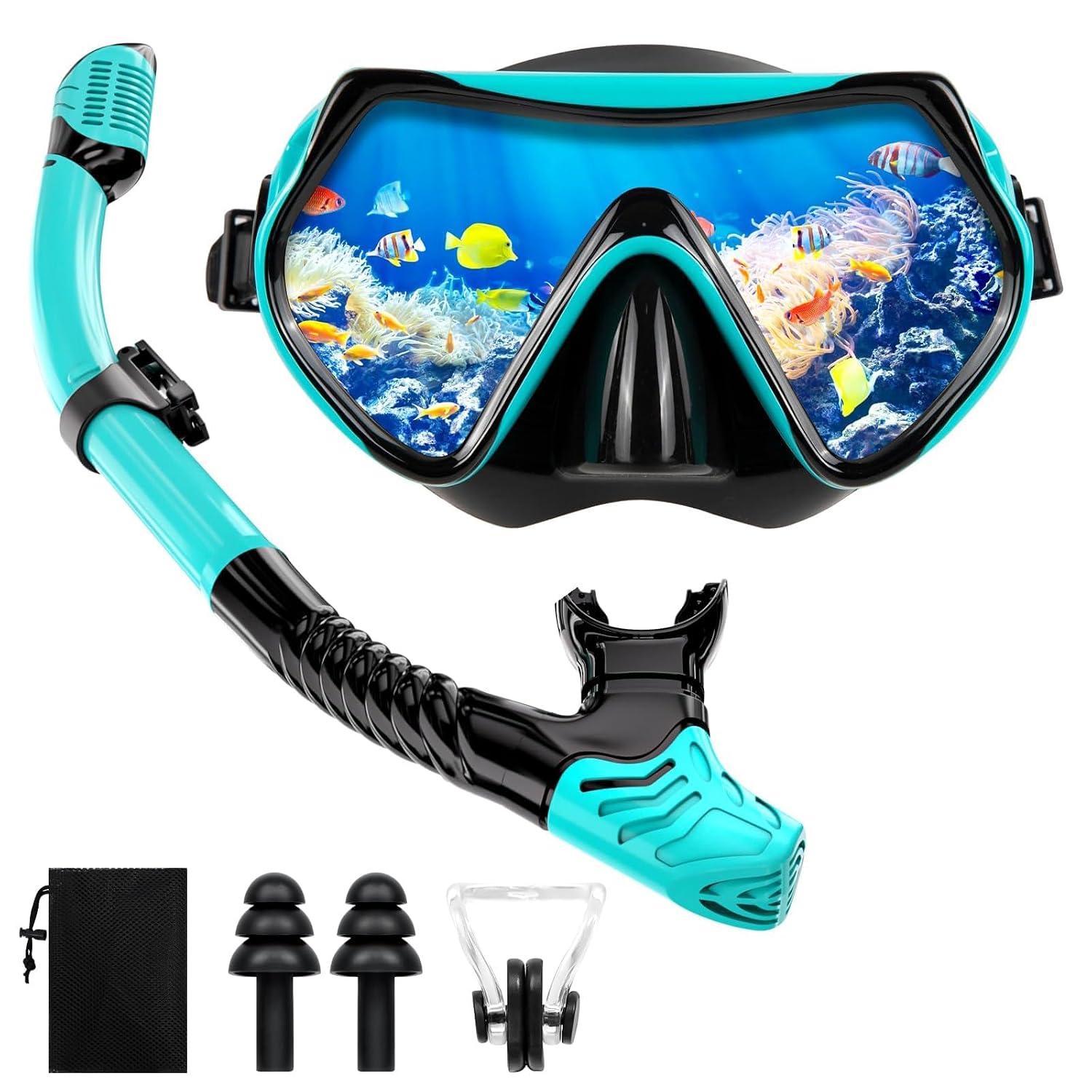 Gafas de Buceo Profesional para Adulto Gafas Snorkel Adulto Panorámico de 180°Vidrio Templado Máscara Set de Snorkel Dry Top para Hombres Mujeres
