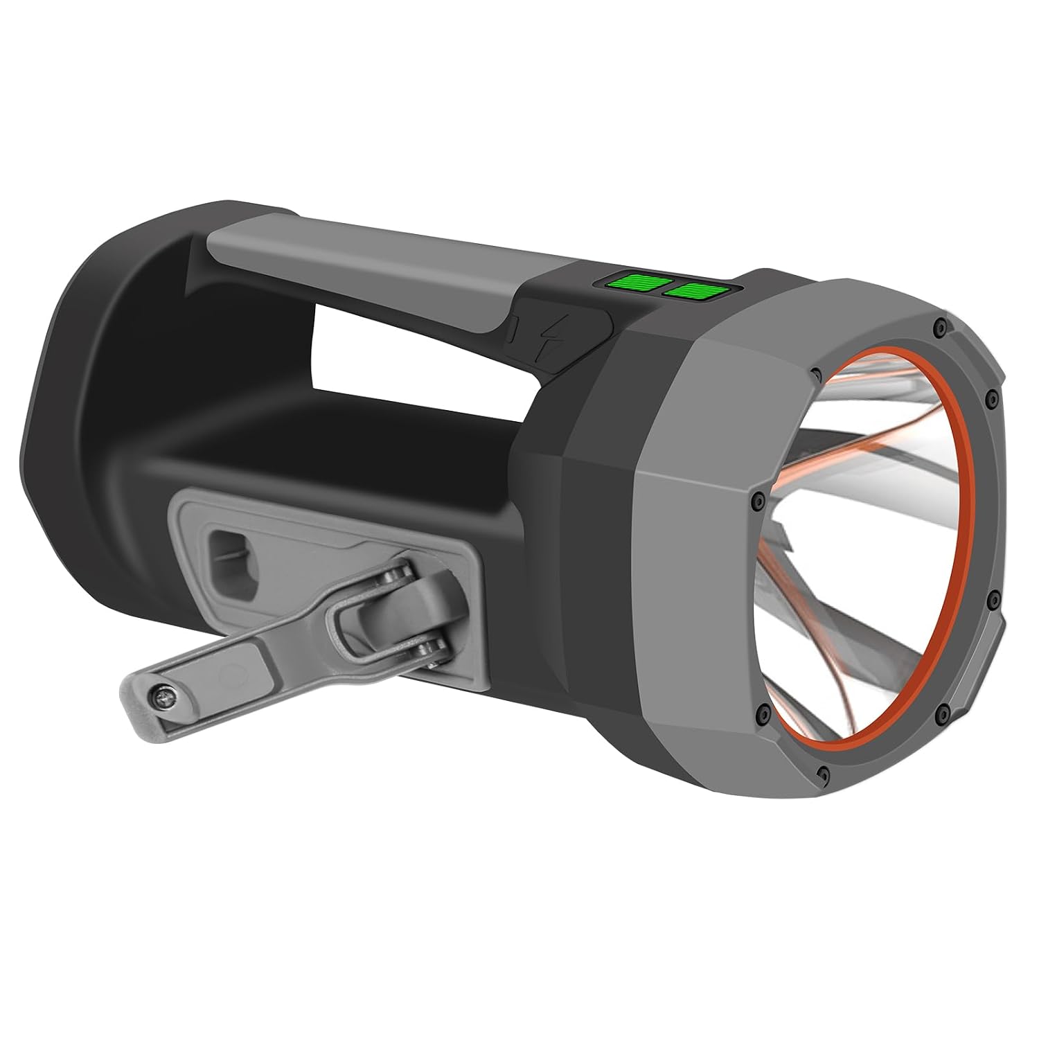 LED Recargable Linterna de Manivela, 5200m Ah Solar Foco Portátil, 2000 LM 6 Modos Linterna con USB, IP67 linterna impermeable para camping, caza, emergencias (Negro-6 Modos)