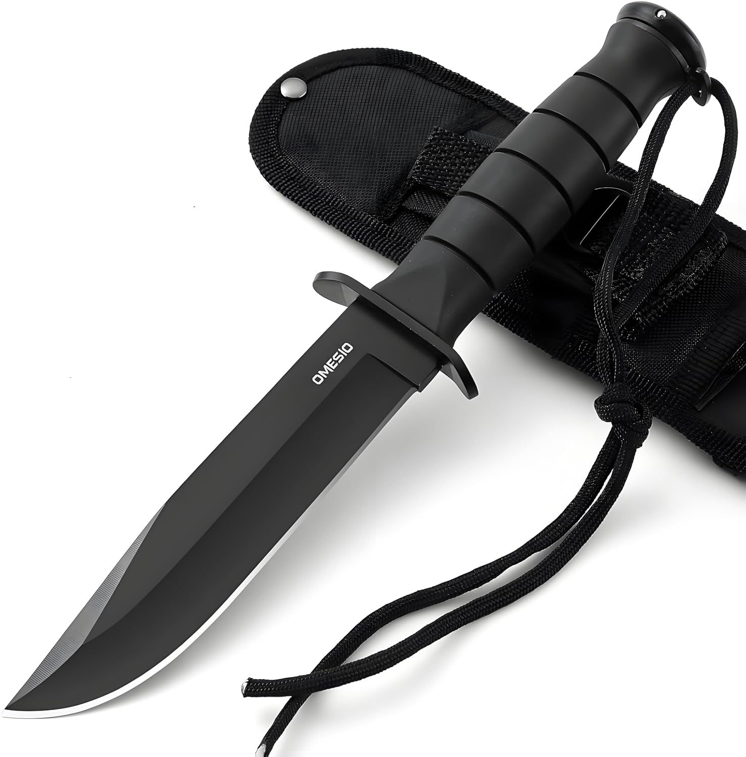Omesio Cuchillo de Blade Fijo Negro - Cuchillos de Exterior para Supervivencia y Randonnée, Ideal para Actividades al Aire Libre​