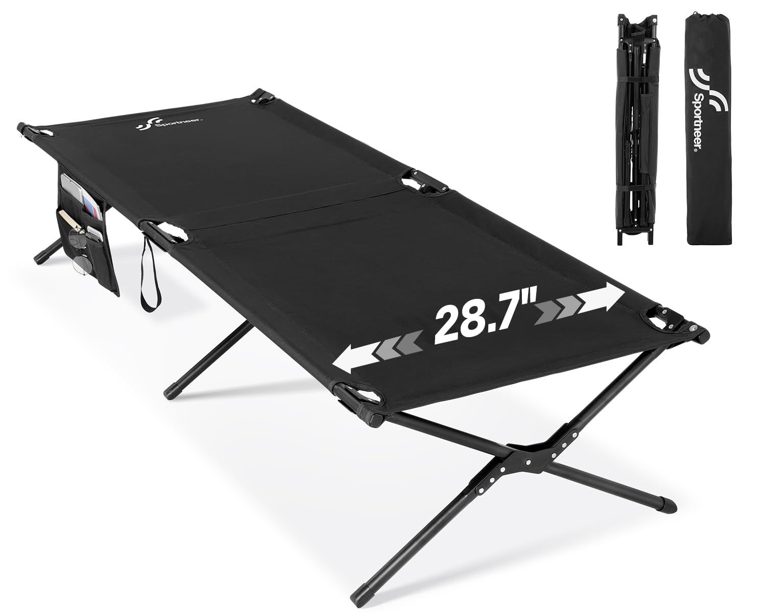 Sportneer Cama de campo plegable 199 * 73cm, cama de camping versión actualizada, cama plegable XXL para acampada senderismo al aire libre, viajes, playa, jardín al aire libre